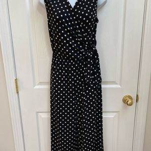 Wide Leg Cropped Sleeveless Faux Wrap Jumpsuit, Sz S